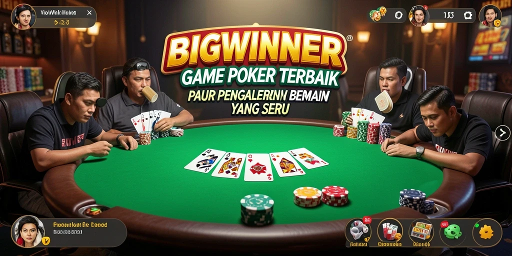 Tangkapan layar utama BIGWINNER menampilkan gameplay Poker yang mendebarkan.