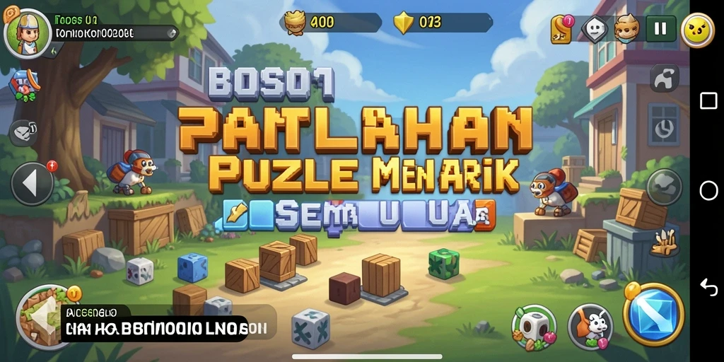 Screenshot game BOS01 menunjukkan antarmuka puzzle yang menawan.