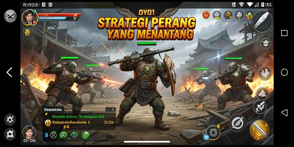 Screenshot gameplay DY01 menampilkan pertempuran strategis yang seru.