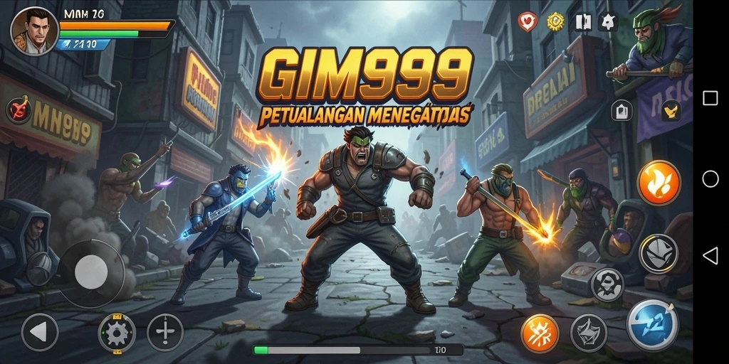 GIM999 menampilkan gameplay Arcade yang dinamis dan penuh aksi.