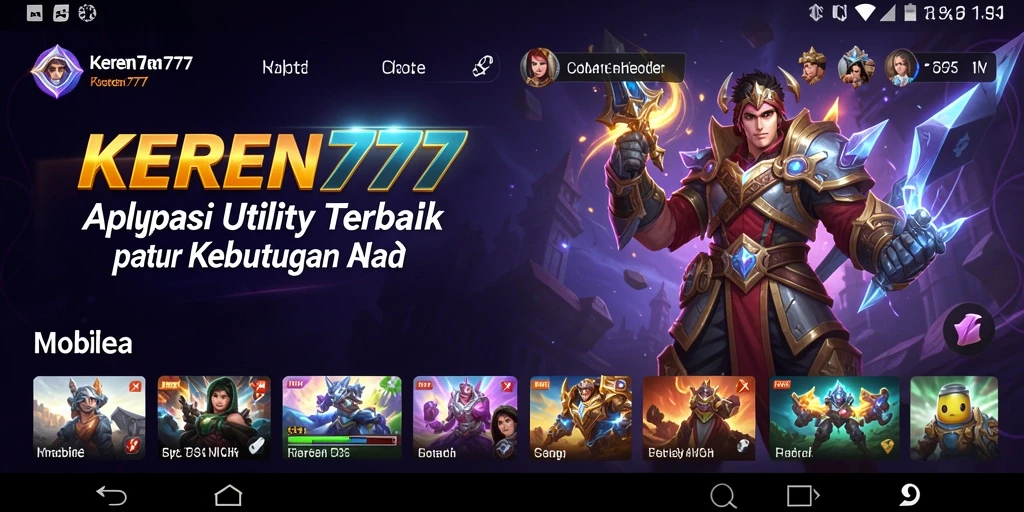 Tampilan antarmuka utama KEREN777 dengan berbagai fitur Utility.