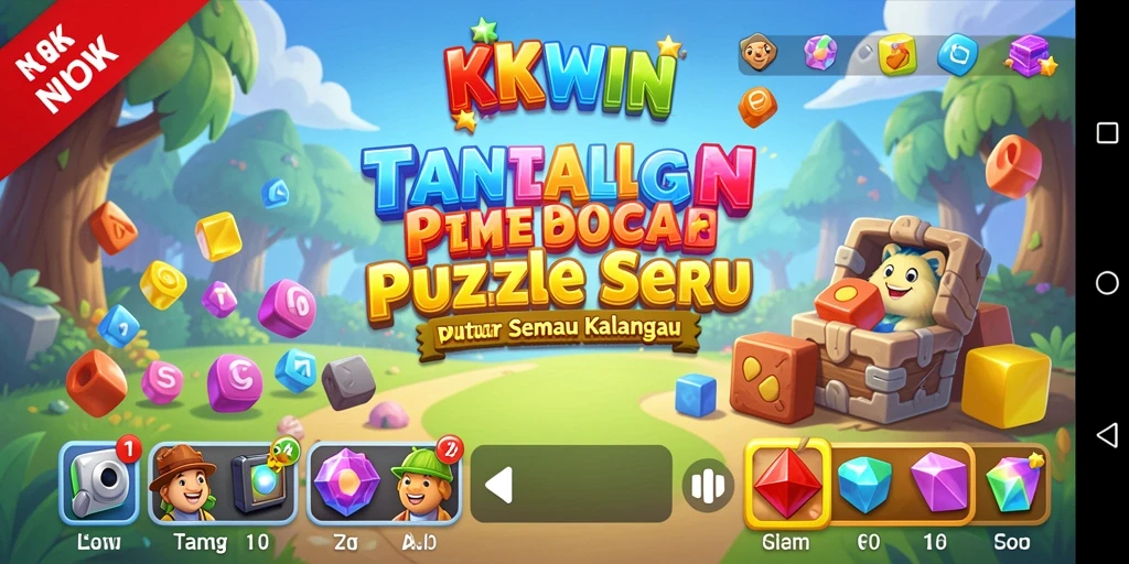 Tampilan gameplay KKWIN yang penuh warna dan menantang.