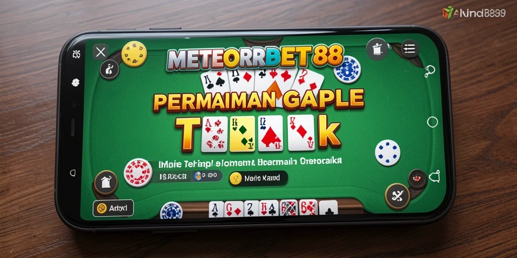 Screenshot gameplay Gaple METEORBET88 yang menarik dan menantang.