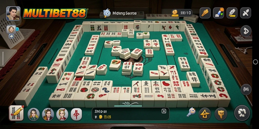 Tampilan gameplay seru dari MULTIBET88 dengan berbagai tile Mahjong yang berwarna-warni.
