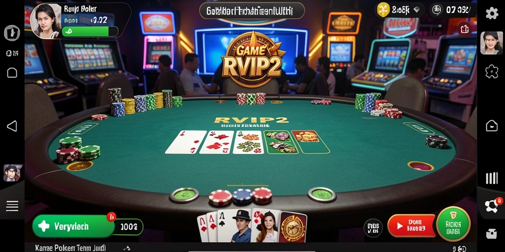 Screenshot gameplay RVIP2 yang menampilkan suasana permainan poker yang seru.