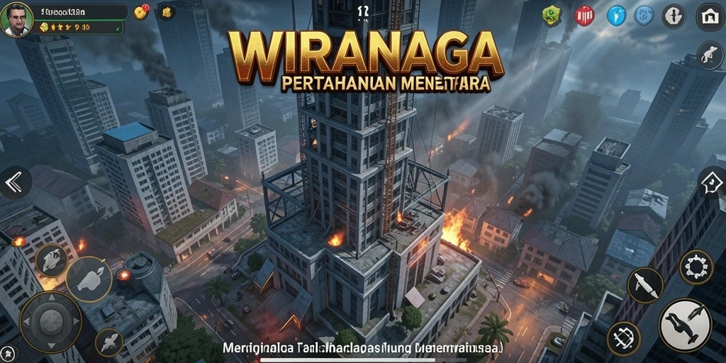 Screenshot gameplay WIRANAGA dengan aksi menegangkan Tower Defense.